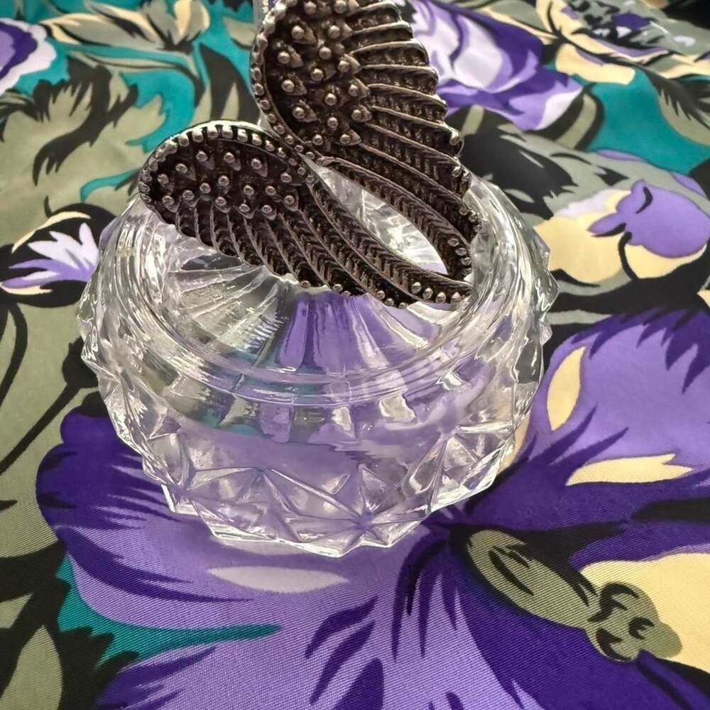 Silver Angel Wings Statement Ring, Goth Mystical Celestial Jewelry